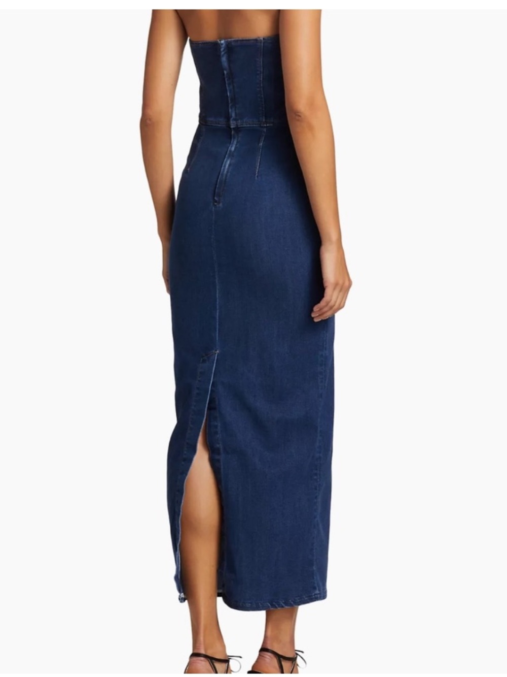 Reformation Eugenia Denim Midi Dress Strapless Size 8 B3 - Picture 3 of 11